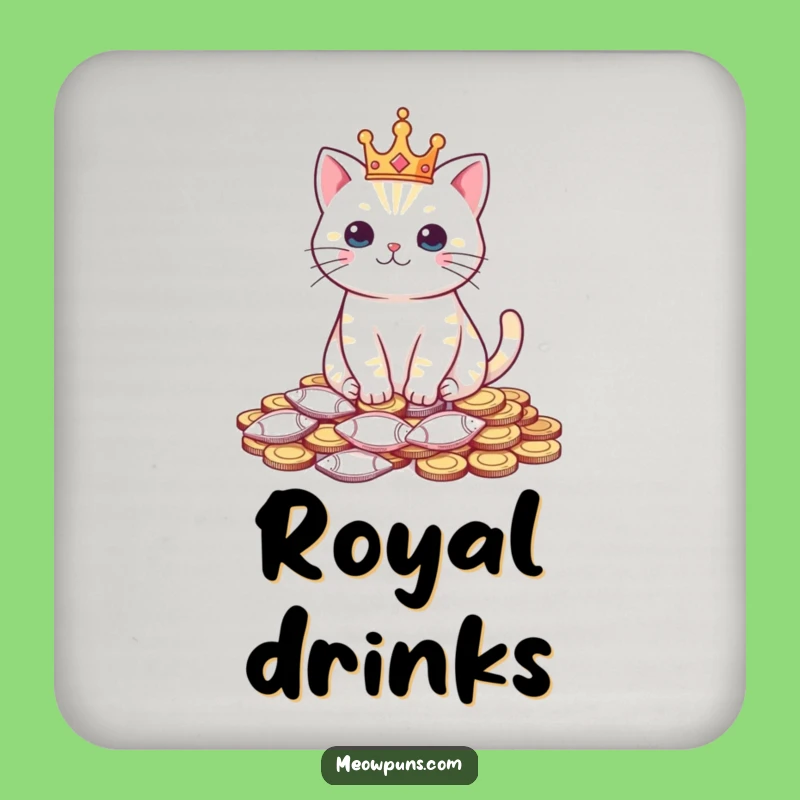 Funny Cat King Coasters - Royal Feline Protection for Surfaces Gift