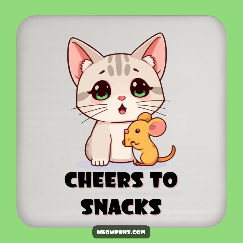 Funny Cat Mouse Cheese Coaster: Protect Surfaces with Comedy!