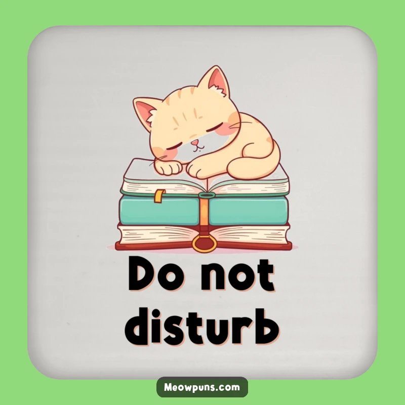 Funny Cat Napping Book Coasters (Set of 4) - Hilarious Protection for Your Surfaces