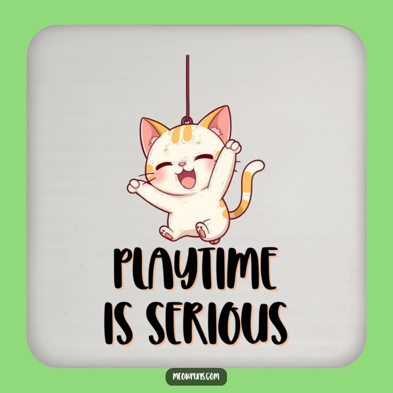 Funny Cat Pounce Coaster: Playful Kitty String Protector, Cute & Fun Funny Gift Set