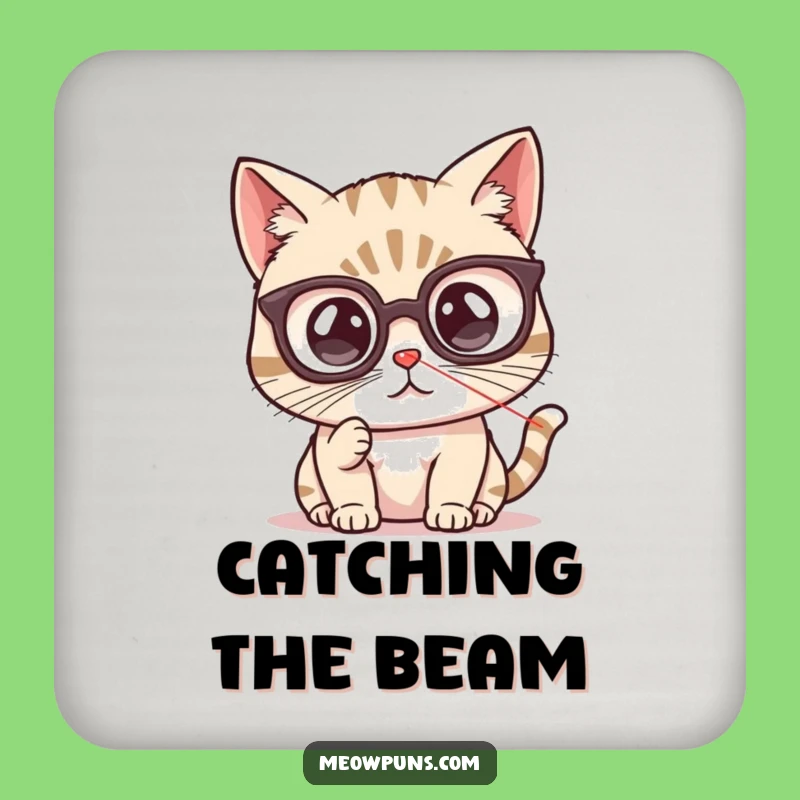 Funny Cat Spectacles Laser Pointer Coaster - Protect Surfaces Hilariously!