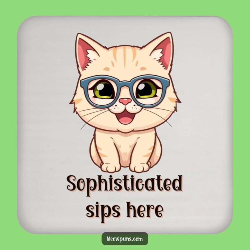 Funny Happy Cat Spectacles Coasters (Set of 4) - Hilarious Protection for Your Surfaces