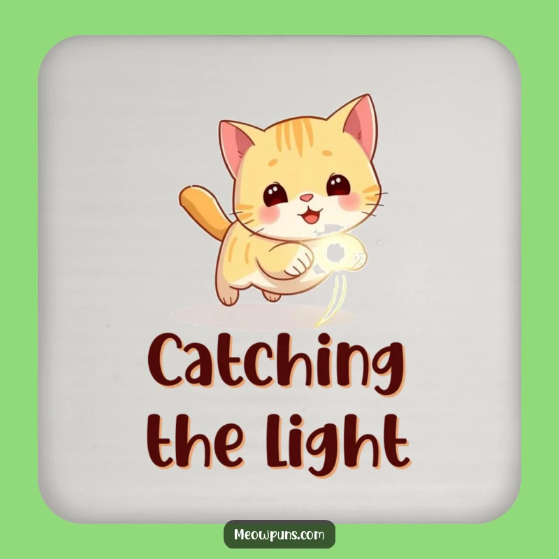 Funny Playful Cat Laser Dot Coasters (Set of 4) - Hilarious Protection for Your Surfaces