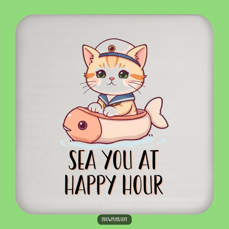 Funny Sailor Cat Fish Boat Coaster: Protect Surfaces with Whimsical Nautical Charm