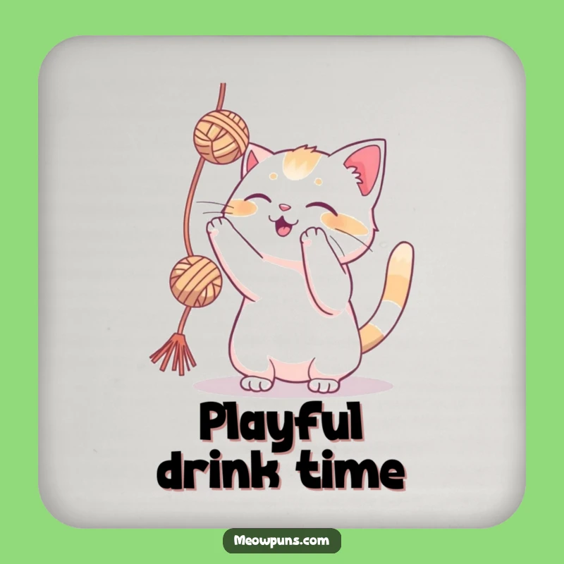 Funny Playful Cat Yarn Coaster: Protect Surfaces with Feline Charm and Humor