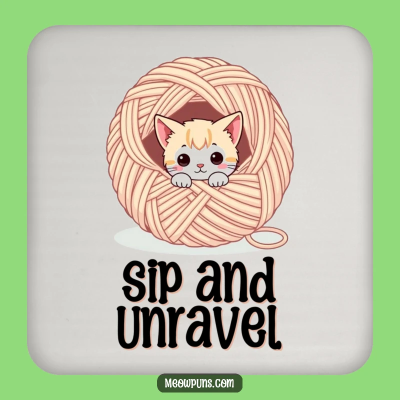 Funny Cat Yarn Coaster Set - Protect Surfaces with Cute Pet Humor
