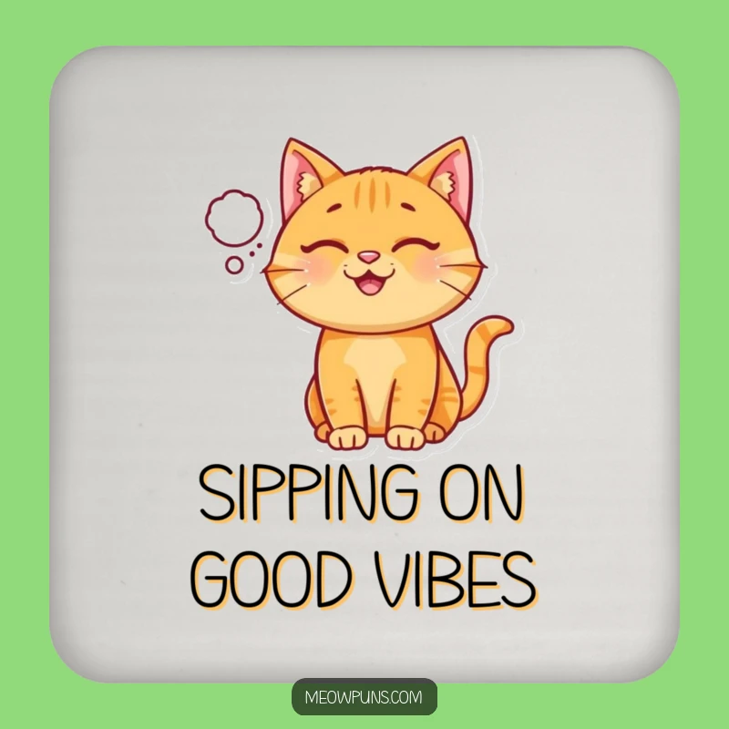 Funny Ginger Cat Thought Bubble Coaster: Happy Protection for Your Table