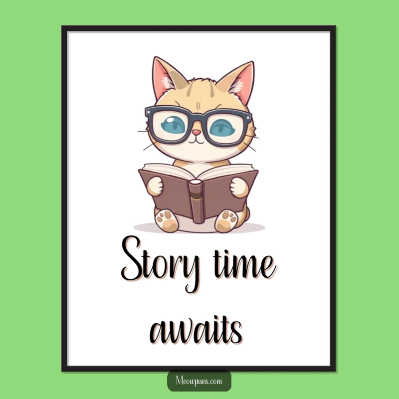 Funny Bookworm Cat Poster: Decorate Your Space with Literary Charm and Humor