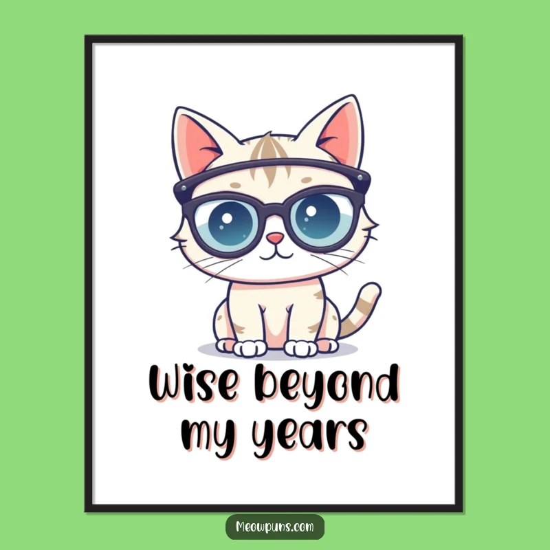 Funny Cat Glasses Poster - Quirky Wall Art for the Erudite Cat Lover