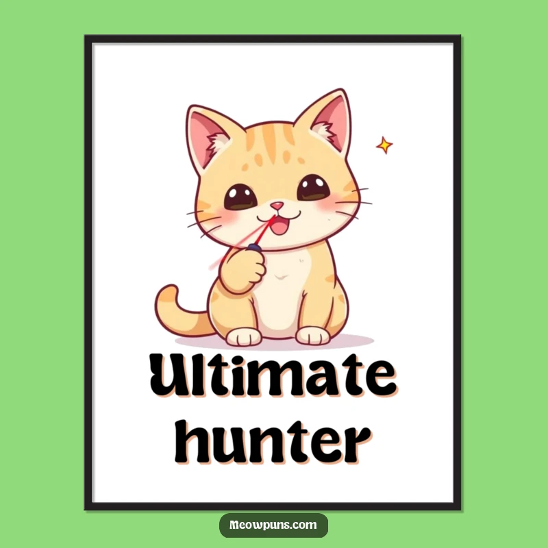 Funny Cat Laser Pointer Poster: Triumphant Feline Art for Walls