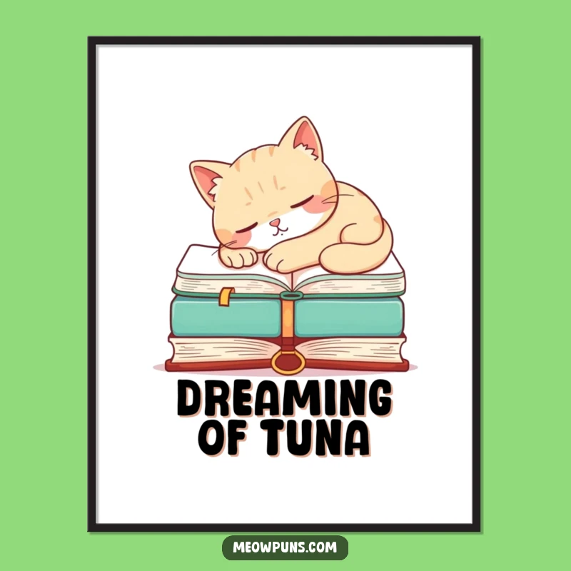 Funny Cat Napping Book Poster - Hilarious Wall Art for Cat & Literary Enthusiasts