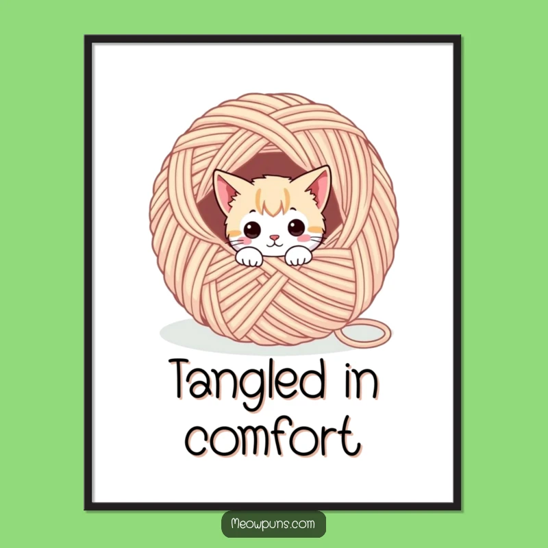 Funny Cat Yarn Poster - Adorable Art & Hilarious Pet Decor