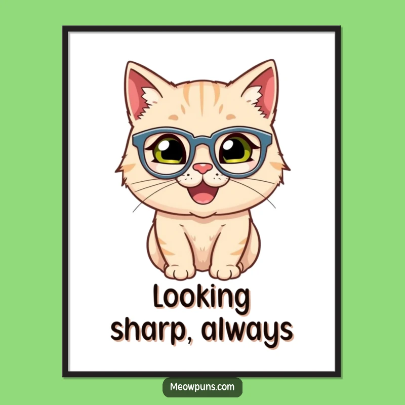 Funny Happy Cat Spectacles Poster - Hilarious Wall Art for Intellectual Spaces