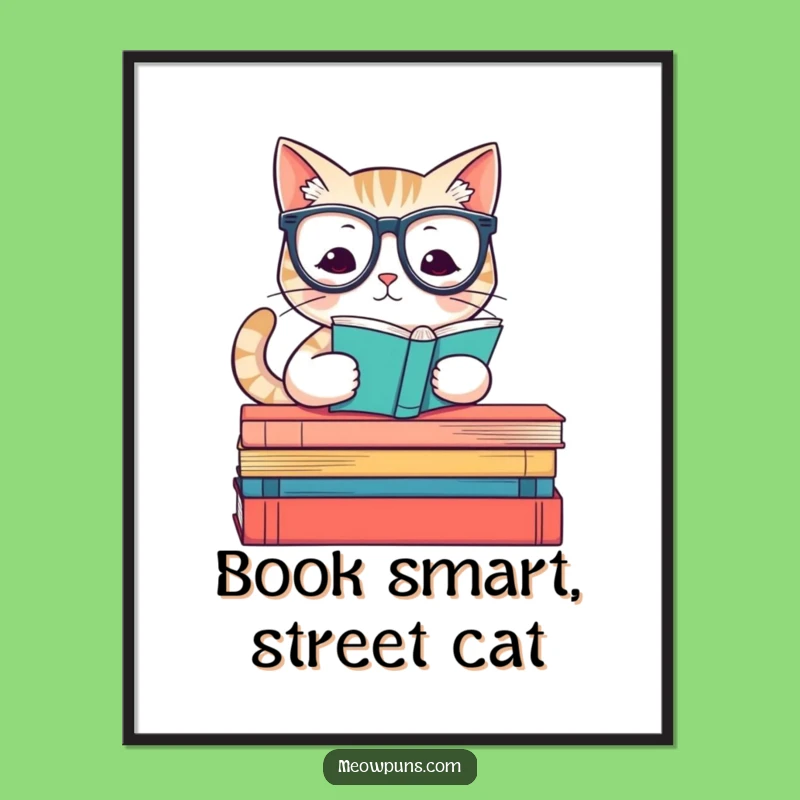 Funny Intellectual Cat Poster - Charming Literary Feline Wall Art Gift