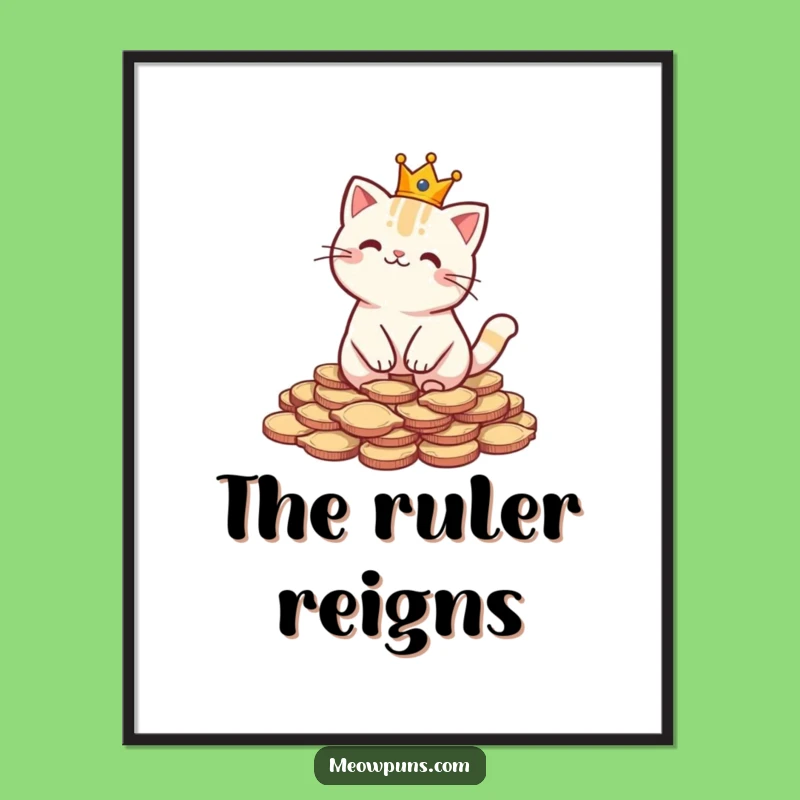 Funny Royal Cat Poster: Adorn Your Walls with Feline Majesty and Fishy Riches