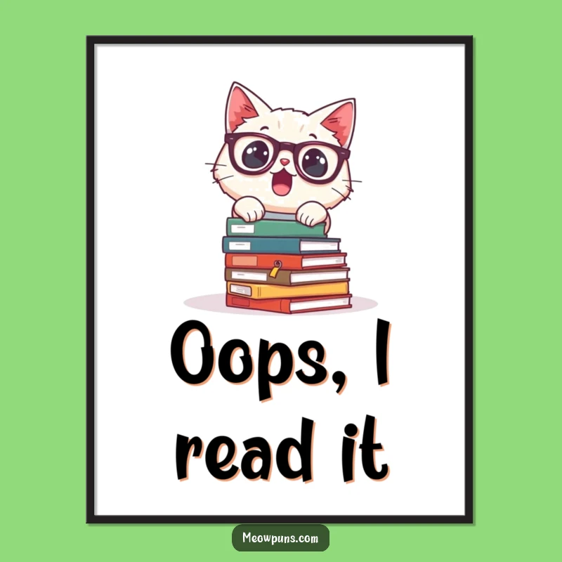 Funny Surprised Cat Glasses Poster: Decorate with Academic Wit