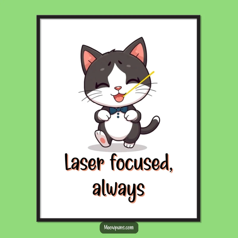Funny Tuxedo Cat Laser Poster: Playful Art for Cat Enthusiasts
