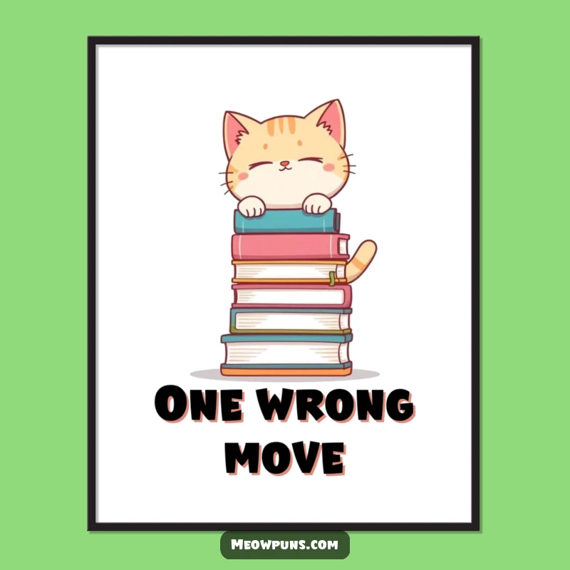Funny Book Balancing Cat Poster: Add Whimsy to Your Walls with This Hilarious Art