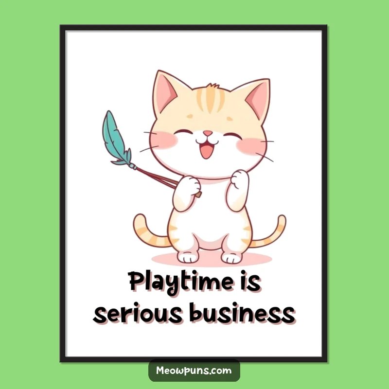 Funny Cat Feather Wand Poster: Add Playful Charm to Your Walls