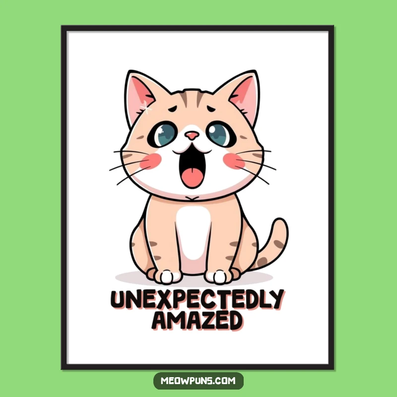 Funny Astonished Cat Poster: Vibrant Wall Art of a Shocked Feline!