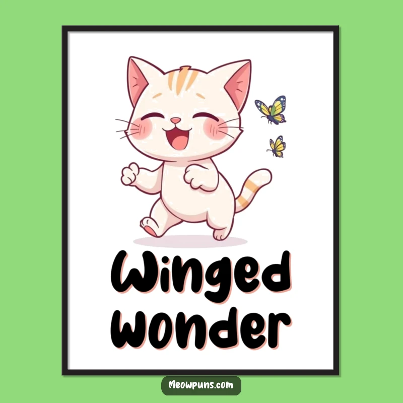 Funny Cat Butterfly Chase Poster - Art That Sparks Joy!