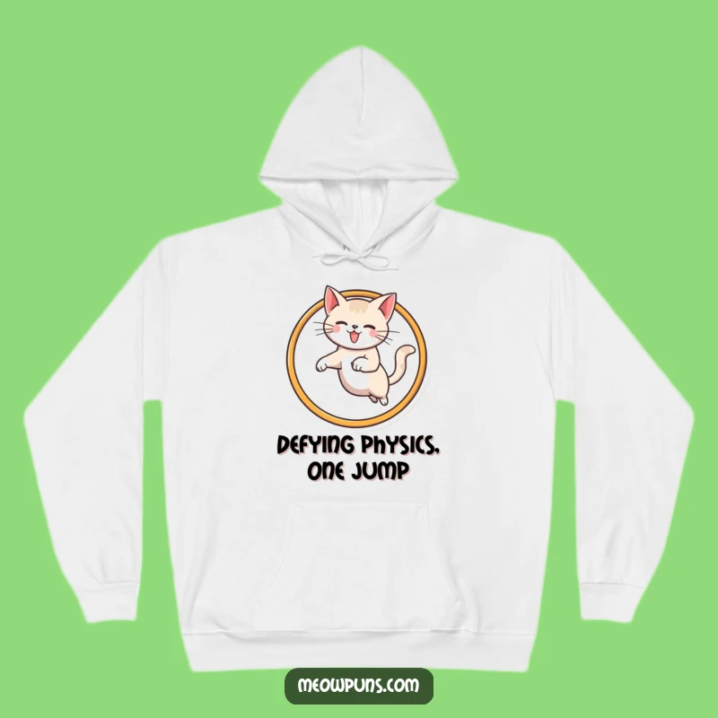 Funny Cat Hoop Jump Hoodie: Cozy Feline Acrobatics for a Warm, Hilarious Gift