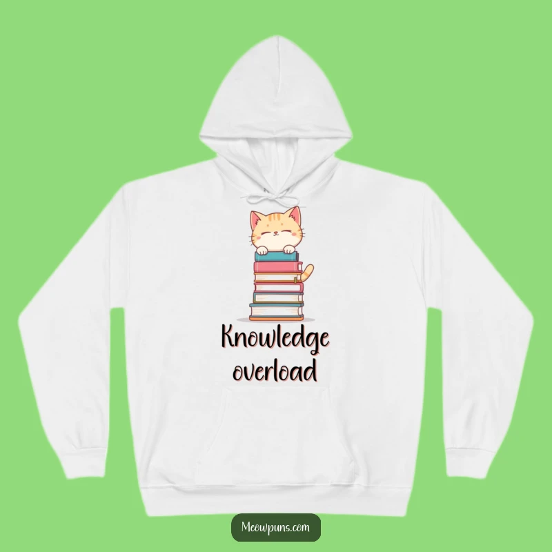 Funny Book Balancing Cat Hoodie: Stay Cozy While Juggling Your Literary World