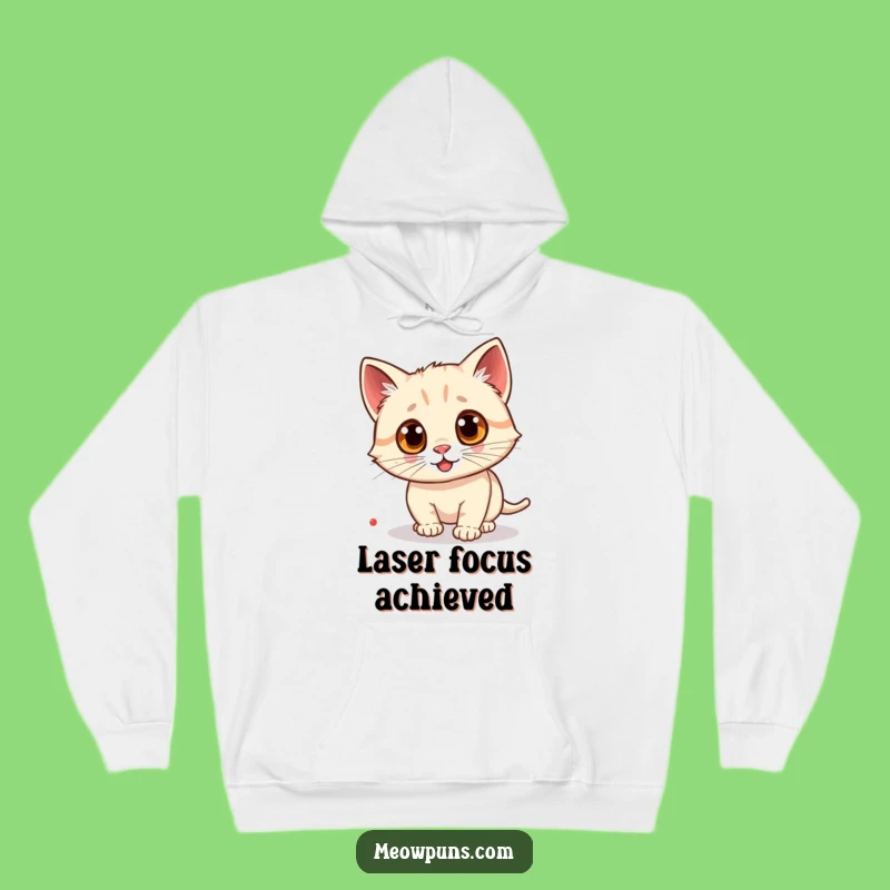Funny Googly Eye Cat Laser Hoodie: Cozy Feline Chase for a Warm, Hilarious Gift