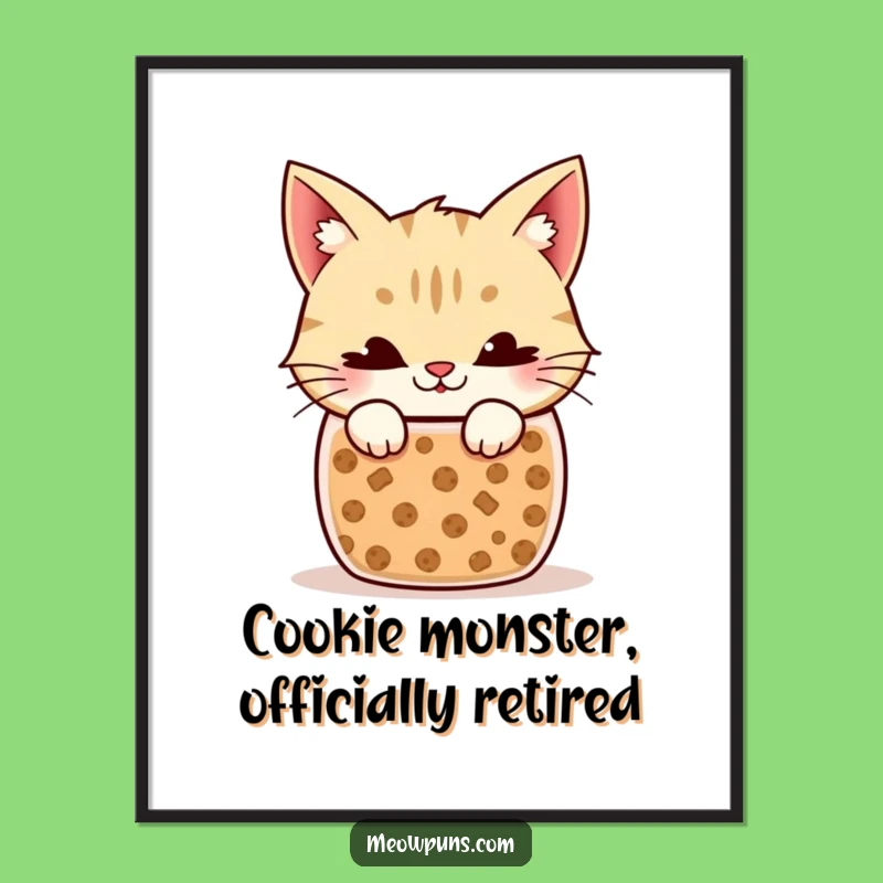 Free Printable Wall Art: Sneaky Cat Cookie Thief Decor, DIY Downloadable Art