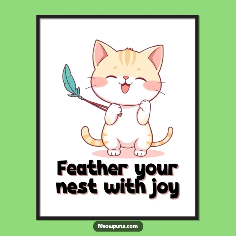 Free Printable Wall Art: Playful Cat Character Funny Downloadable Decor