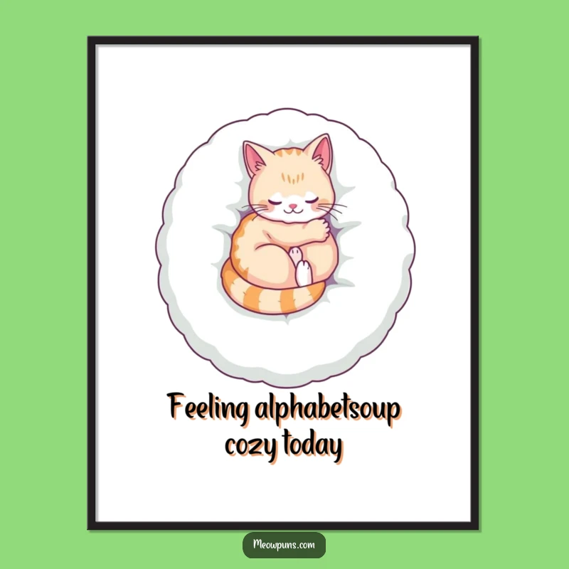 Free Printable Funny Wall Art: Cozy Cat, Comfy Decor, Downloadable Gift