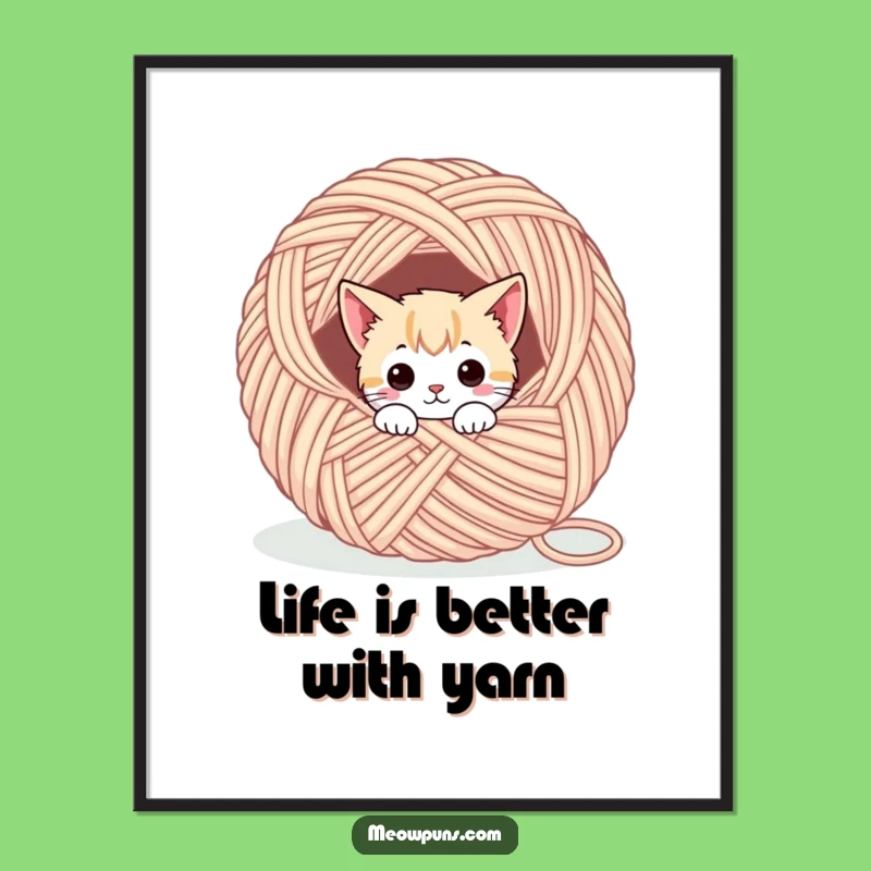 Free Printable Wall Art: Cat Yarn Character Funny DIY Downloadable Decor