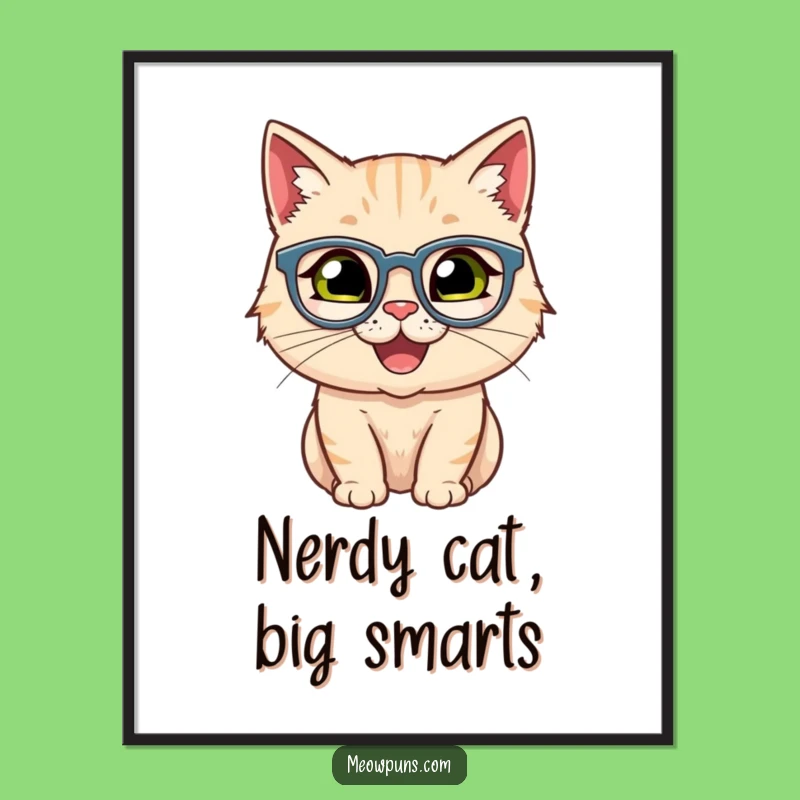 Free Printable Wall Art: Smart Cat Spectacles Humor, Funny Downloadable Decor