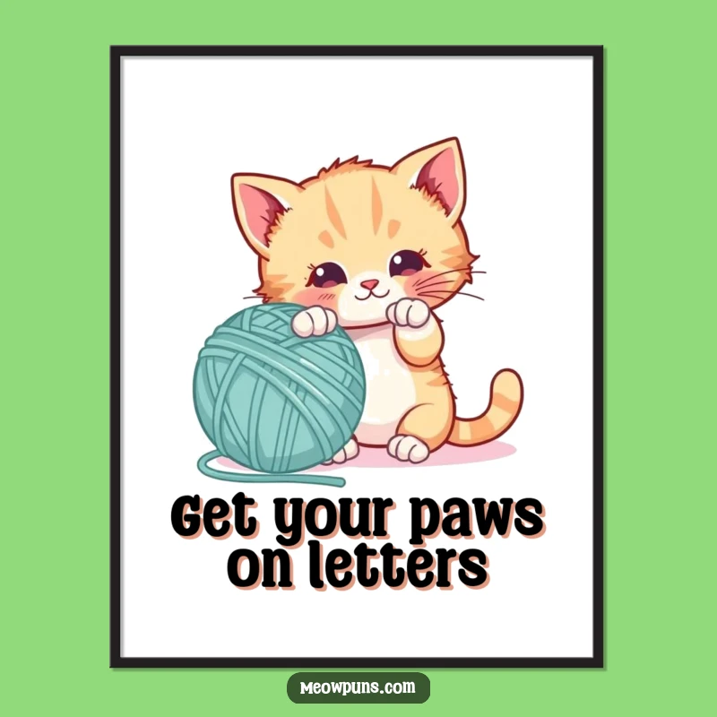 Funny Free Printable Wall Art: Kitten Yarn Letter Play, Quirky DIY Downloadable Decor