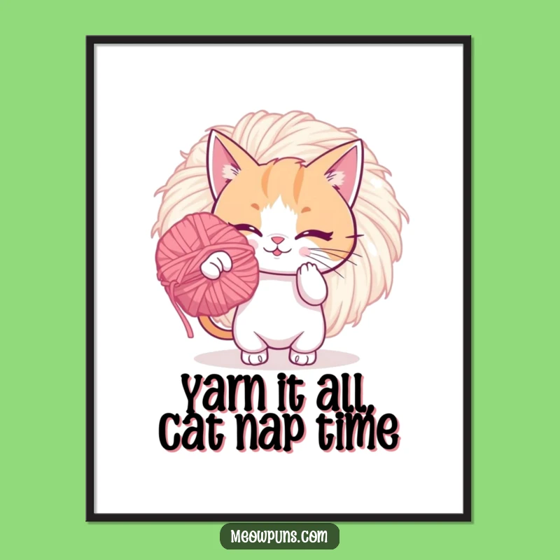 Funny Printable Wall Art: Playful Cat Yarn Ball, Free Downloadable Decor
