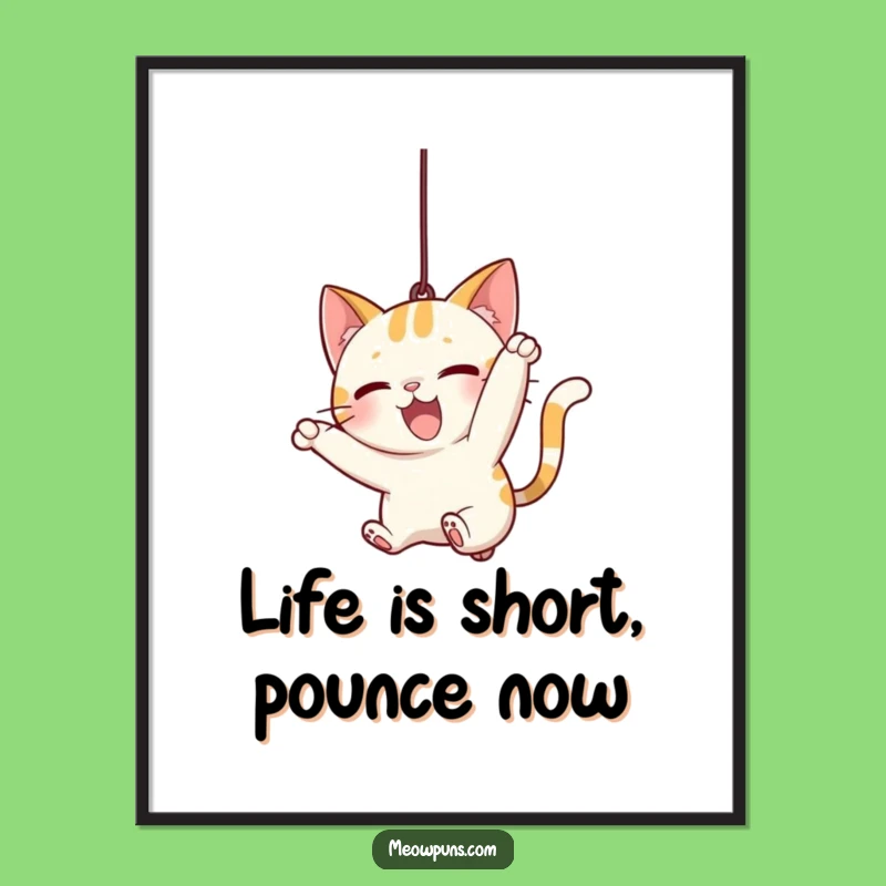 Free Printable Wall Art: Dynamic Cat Pounce - Energetic Art Downloadable