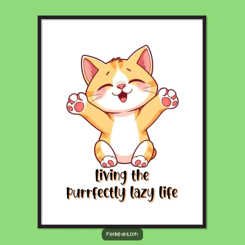 Free Printable Wall Art: Funny Cat Stretch Masterpiece - Home Decor Downloadable