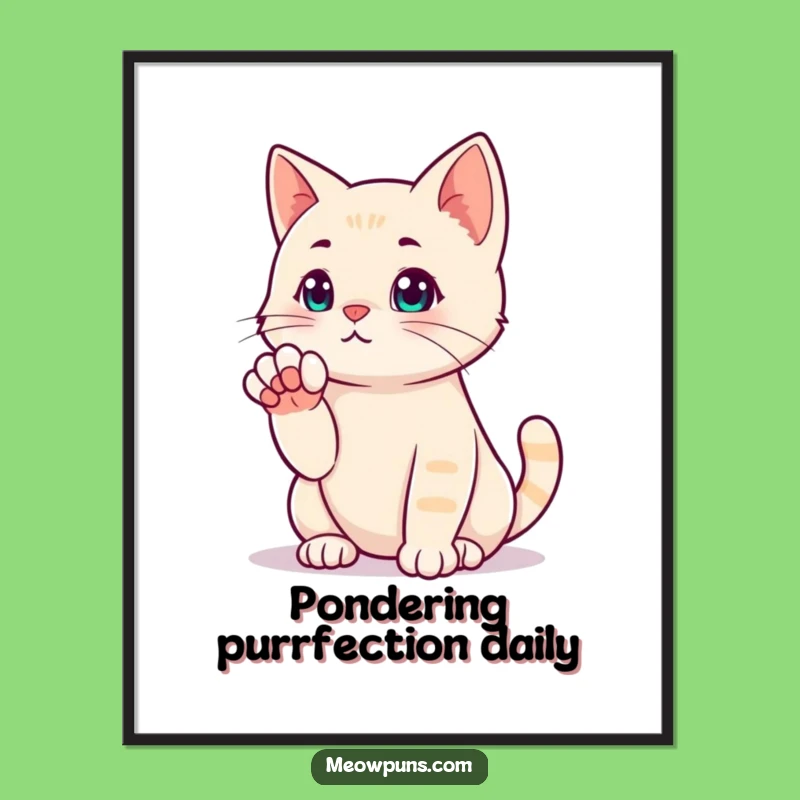 Funny Free Printable Wall Art: Pensive Cat Contemplation, Humorous Downloadable Art for Thoughtful Spaces