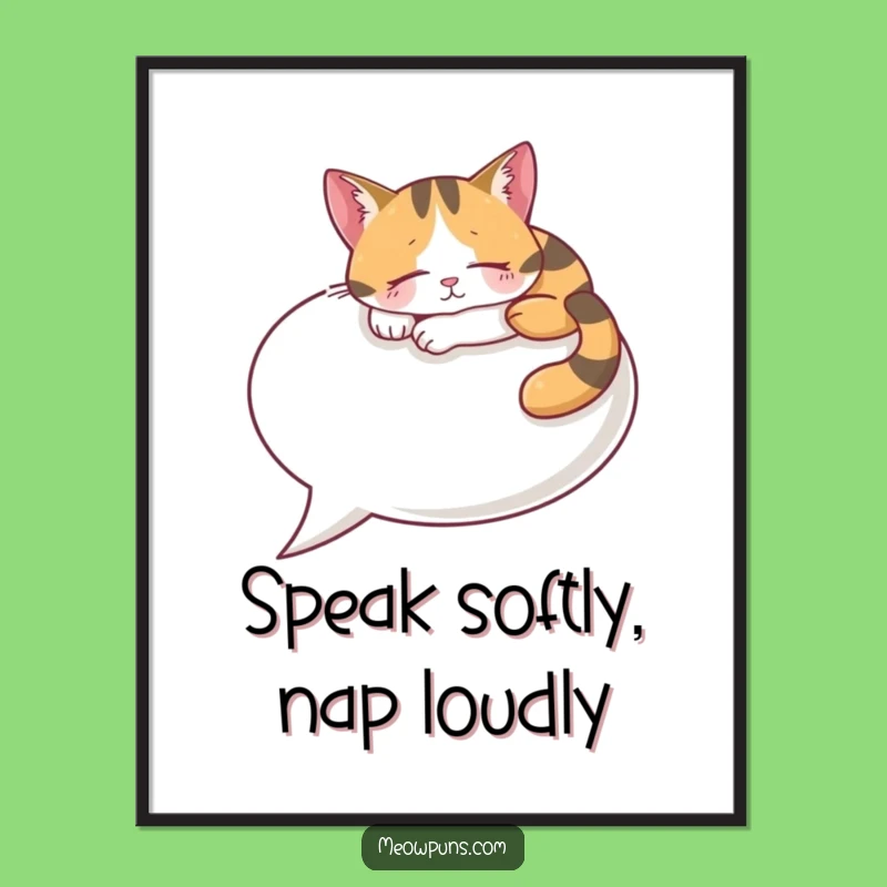 Free Printable Wall Art: Funny Calico Cat Nap, Quirky Downloadable Decor