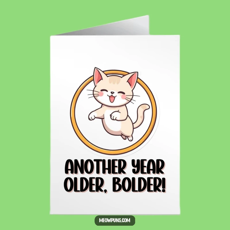 Free Printable Birthday Card: Funny Cat Leaping M, Hilarious Downloadable Gift