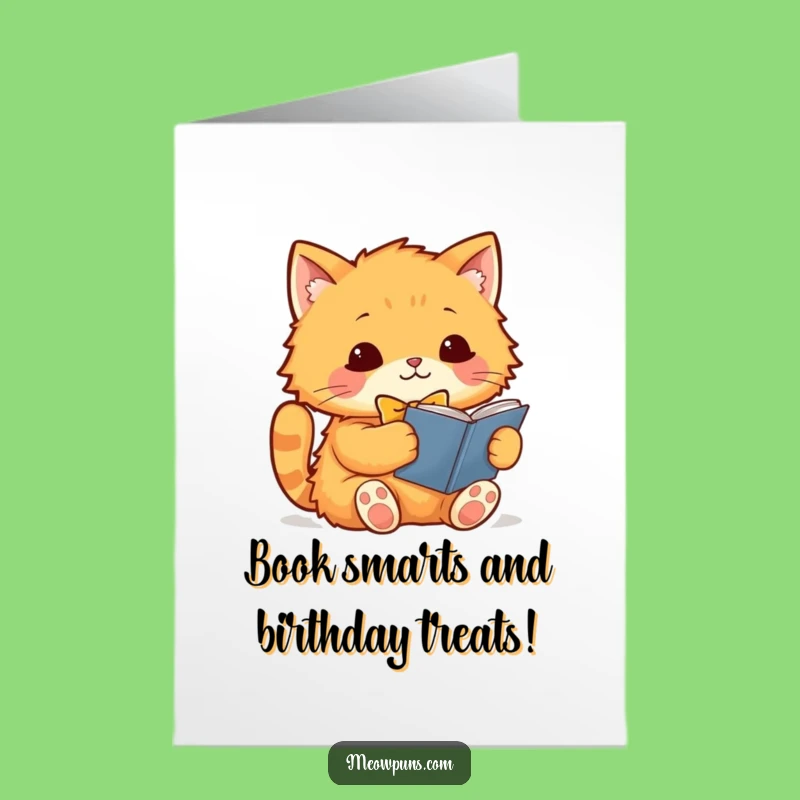 Free Printable Funny Birthday Card: Orange Cat Reader, Perfect Downloadable Gift