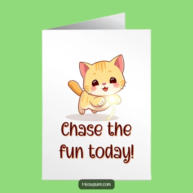 Free Printable Birthday Card: Playful Cat Laser Dot Humor, Funny Downloadable Gift