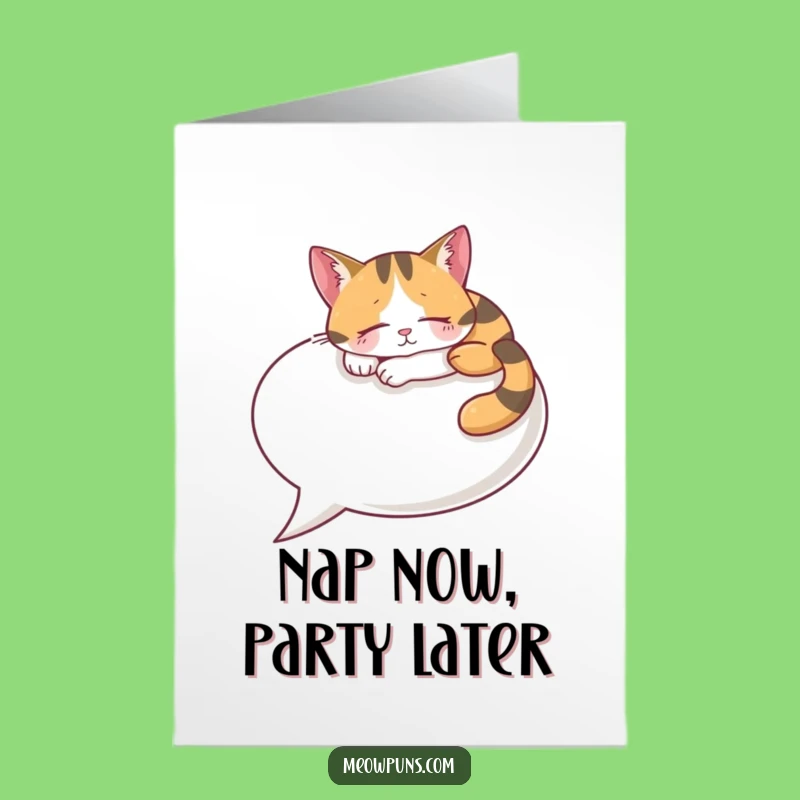Free Printable Birthday Card: Funny Calico Cat Napping, Perfect Downloadable Gift
