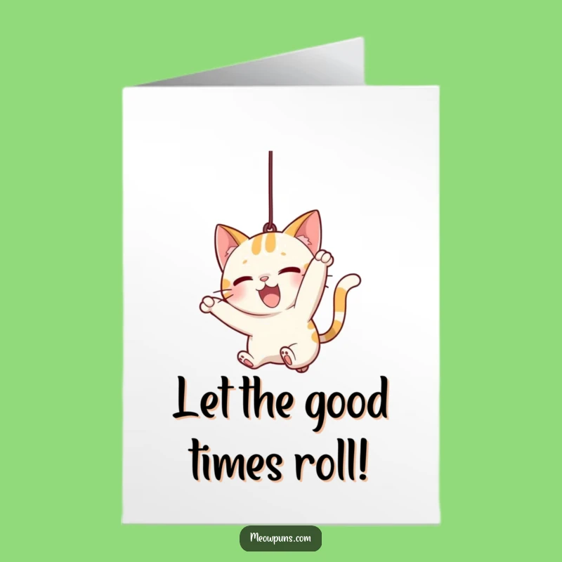 Free Printable Birthday Card: Playful Cat Pounce - Fun Downloadable Gift
