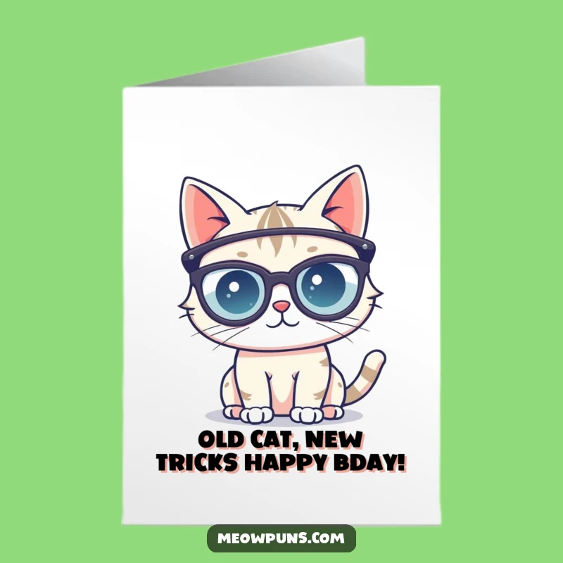 Free Printable Birthday Card: Smart Cat in Glasses, Intellectual Downloadable Gift
