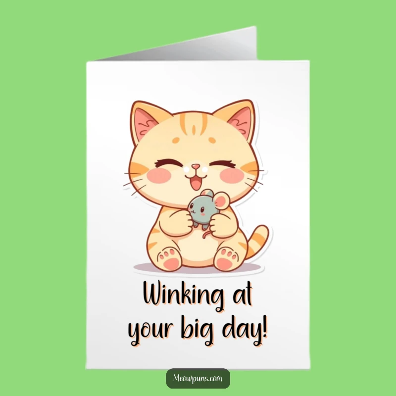 Free Printable Birthday Card: Winking Cat, Mouse Toy - Cheeky Download Gift