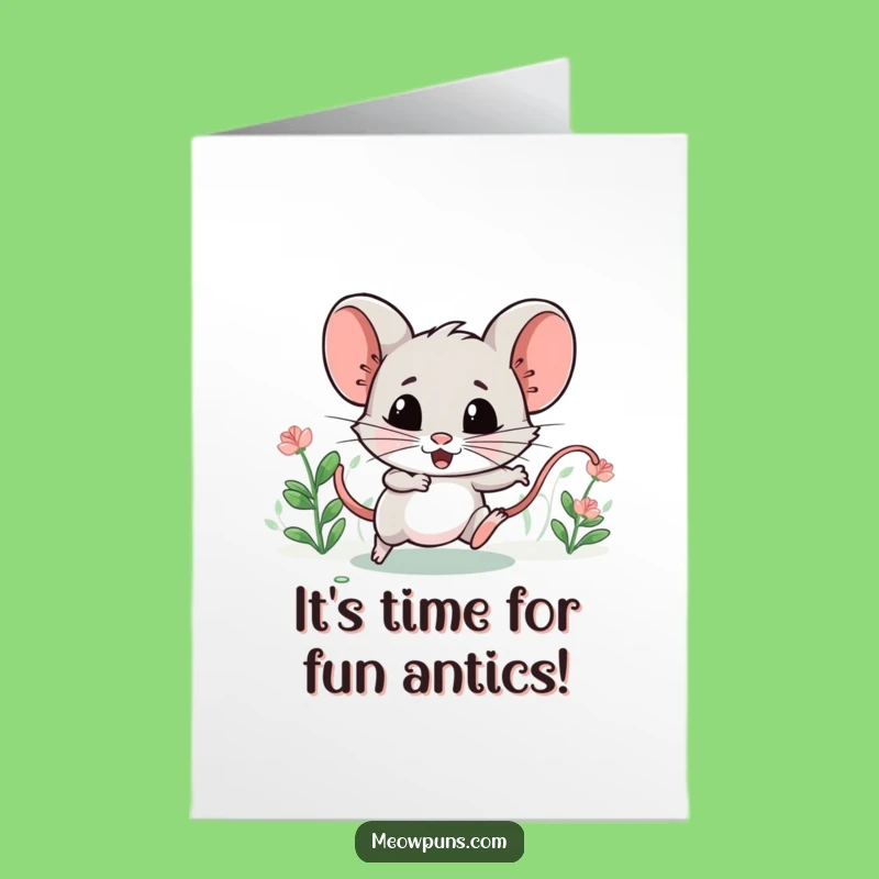 Funny Free Printable Birthday Card: Catnip Chase Mouse for a Playful Downloadable Gift