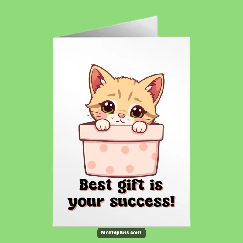 Free Printable Congrats Card: Curious Cat Gift Box Humor, DIY Downloadable