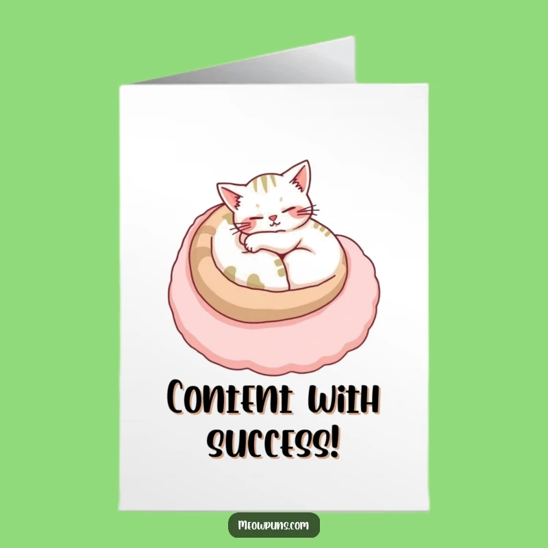 Free Printable Congrats Card: Cat's Comfy Letter Nap, Cozy Downloadable