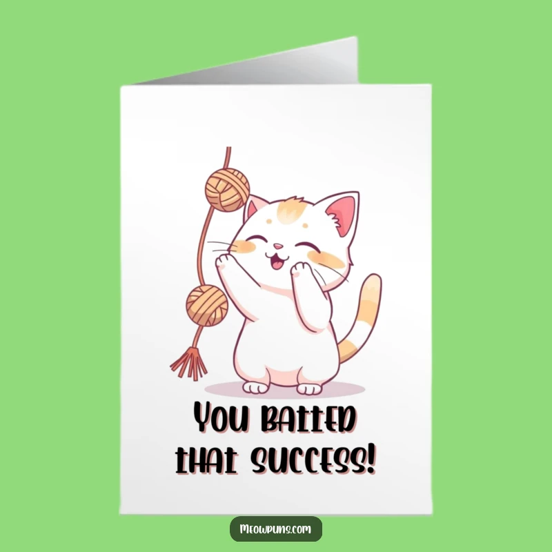 Free Printable Congrats Card: Cat's Victory Dance - Funny Downloadable